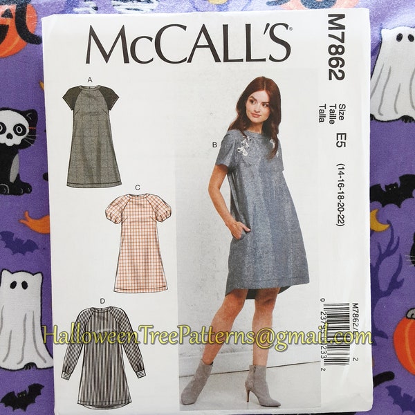 McCalls 7862 Simple Tunic Dress Sewing Pattern Sizes 14-22 m7862