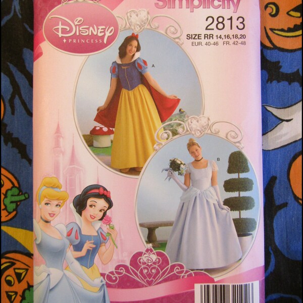 simplicity 2813 Snow White Cinderella Adult Princess Costume Dress Sewing Pattern w Cape Medium to Large