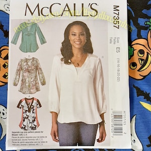 Mccalls 7357 Blouse Top Tunic Sewing Pattern Sizes 14-22
