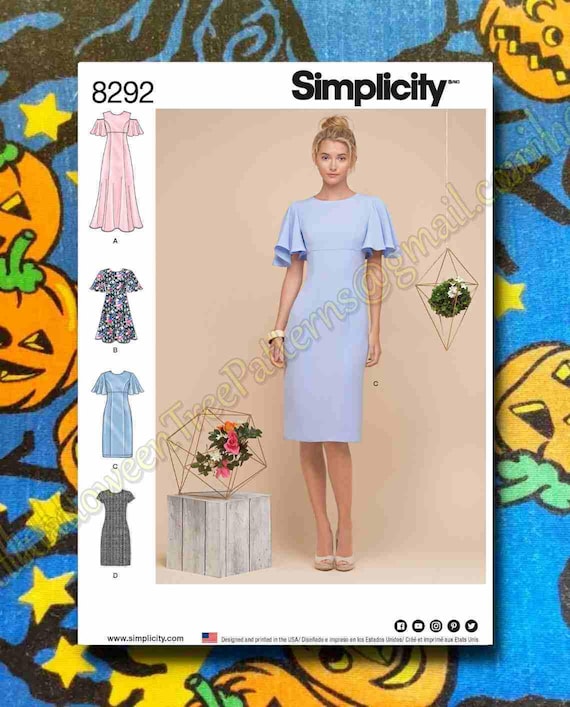 Patrón de costura para vestido Simplicity 8292, tallas 6-14, envío