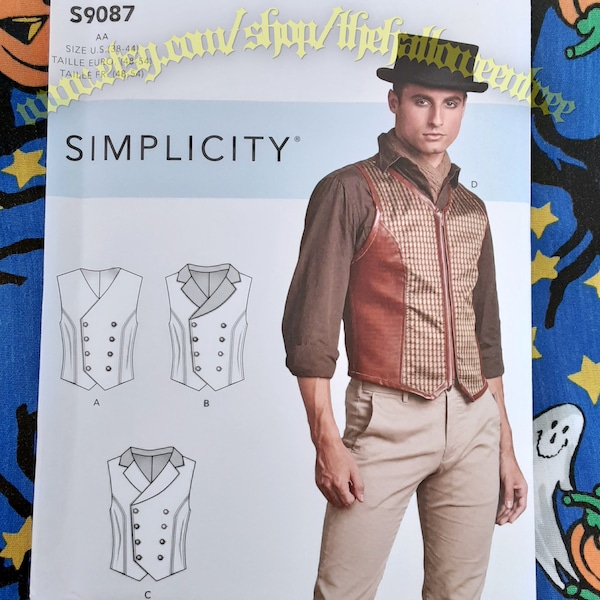 Simplicity 9087 r11159 Victorian Edwardian Waistcoat Vest sewing pattern 38-44 s9087