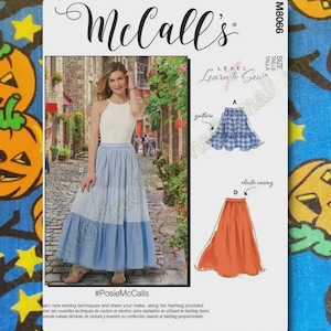 McCalls m8066 gelaagde boho-rok naaipatroon maten L-XxL 8066