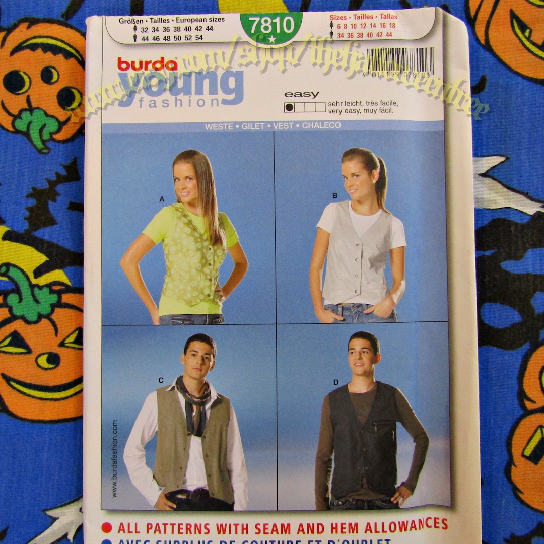 Burda 7810 Vests Waistcoat Casual or Formal Sewing Pattern Sizes 6-18 ...