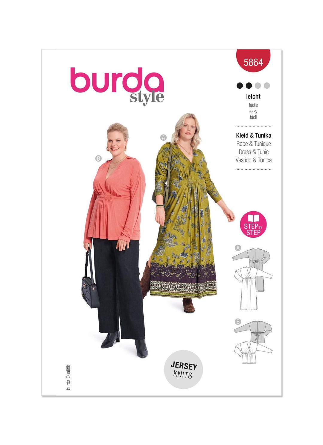Patron De Couture Burda 6288 - 2 Créations Robe Chic Ou Bohème - Tailles 36 à 46 - Patron Neuf Non Découpé