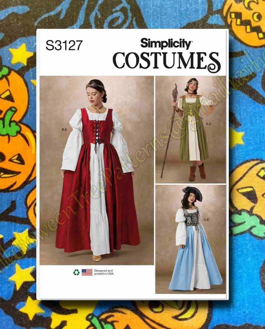 Simplicity 3127 Renaissance Princess Gown Dress Sewing