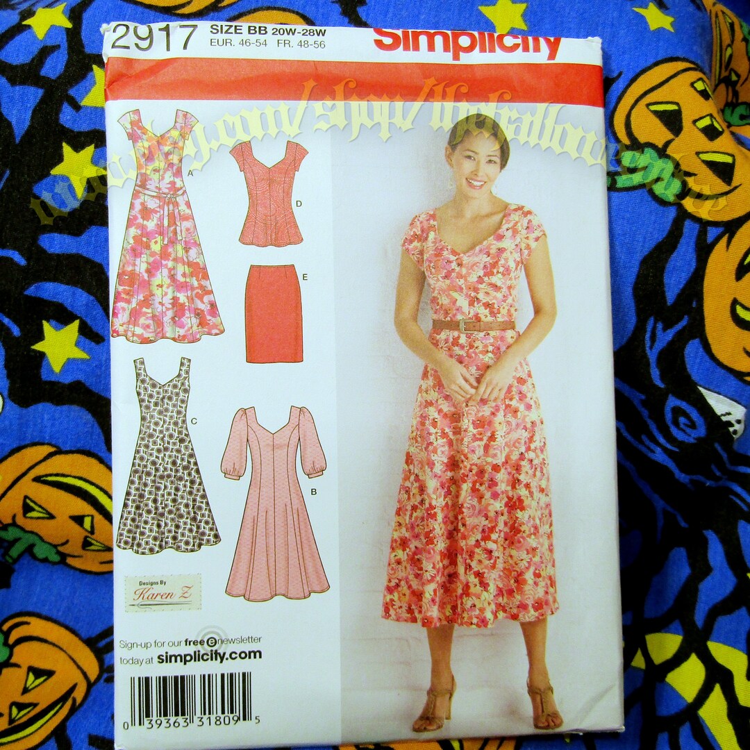 Simplicity 2917 Dress Sewing Pattern Misses Sizes 20-28 S2917 - Etsy