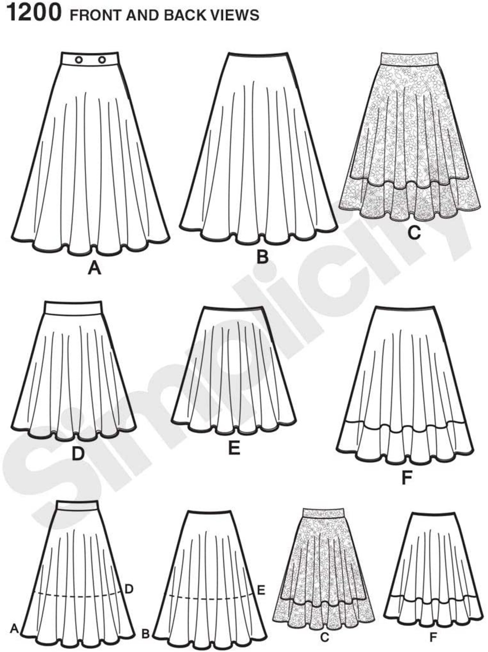 Simplicity 9123 Aka 1200 Boho Skirt Sewing Pattern Misses Etsy