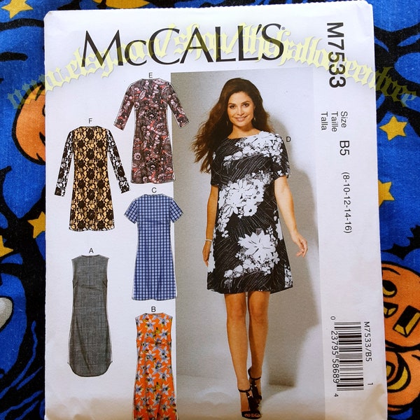 McCalls 7533 Simple Easy Dress Sewing Pattern Sizes 8-16 M7533