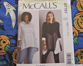 McCalls m7751 tuniektop lagenlook boho naaipatroon meeste volwassen maten 6-22 7751