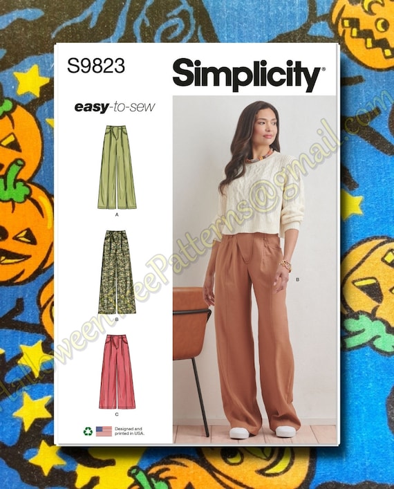パンツ Botanical Pattern Pleats Easy Pants Sewing Pattern: 40-3 Pleated High-rise Wide Trousers