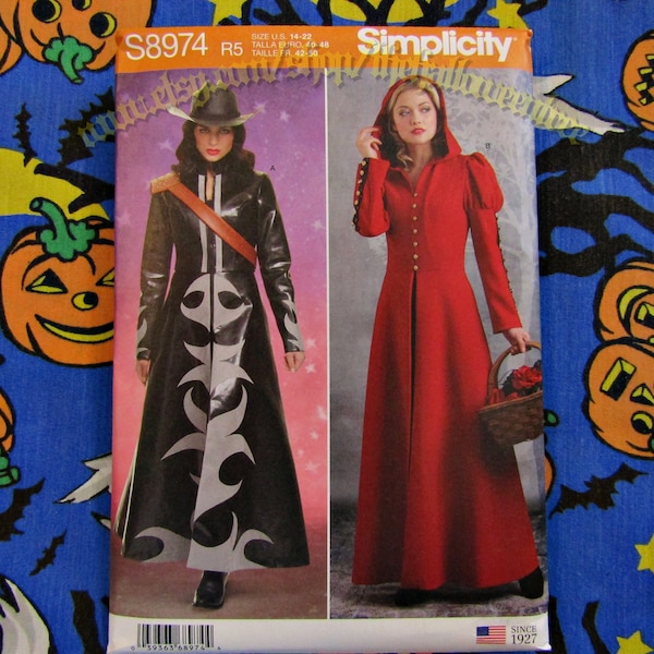Simplicity 8974 Dystopian Scifi Gothic Hooded Dress Sewing Pattern Sizes 14-22