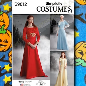 Simplicity 9812 Renaissance Medieval Dress gown sewing pattern 6-14 s9812 r11918