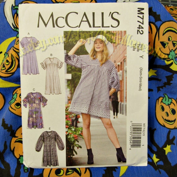 oversized babydoll dress pattern Mccalls 7742 Ruffle Tunic Boho Top Oversized Babydoll Dress Sewing Pattern  Misses Sizes Extra Small to Medium M7742