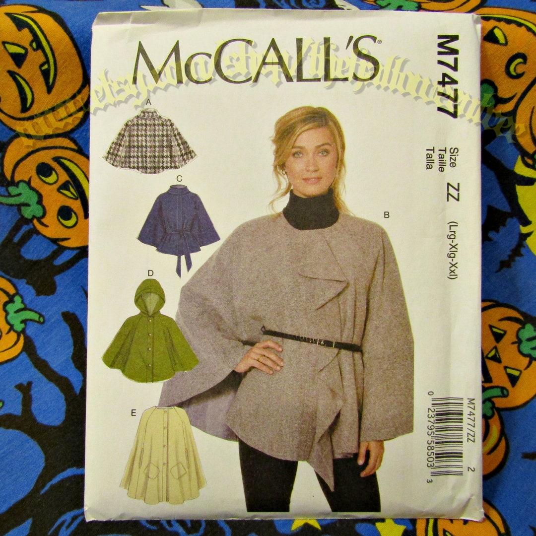 Mccalls 7477 Cape Poncho Cloak SEWING PATTERN Large to XXL M7477 - Etsy