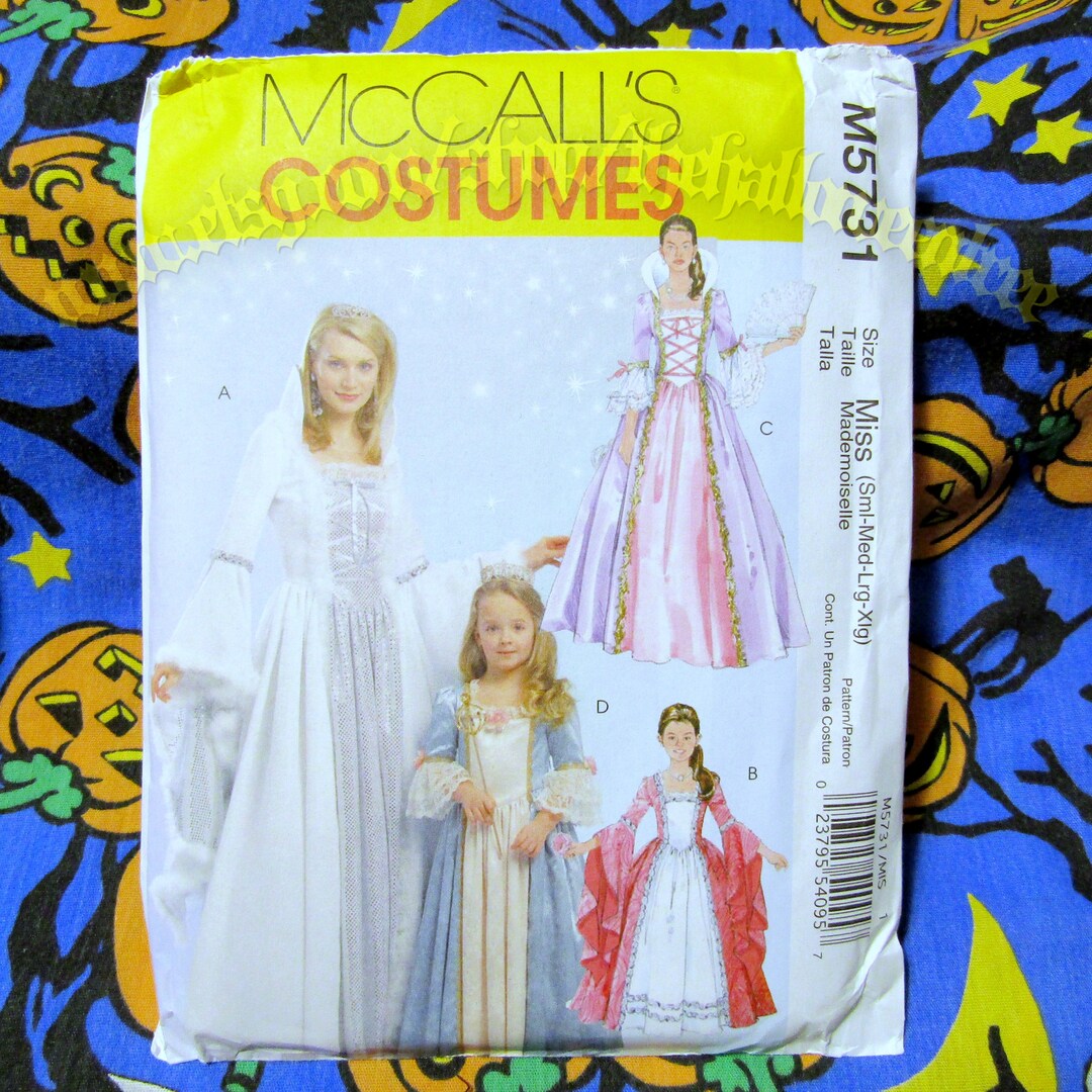 Mccalls 5731 Renaissance Dress Gown Costume Sewing Pattern Adult Small ...