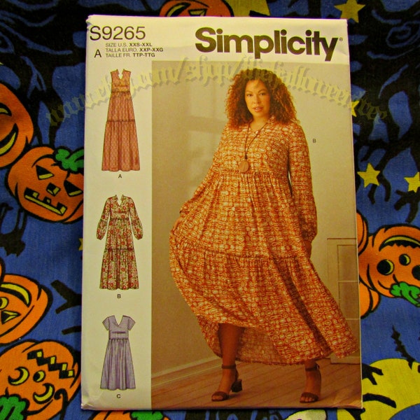 Simplicity 9265 Boho Cottagecore House Dress Sewing Pattern Sizes XXS-XXL s9265