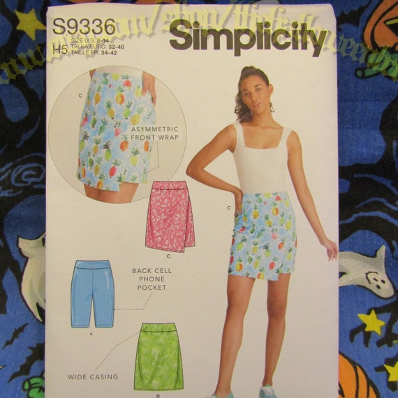 ★E.B.M★ Shirring Point Pattern Short Skirt EMO6WSK020 Simplicity 9336 Wrap Skirt Skorts Shorts Sewing Pattern