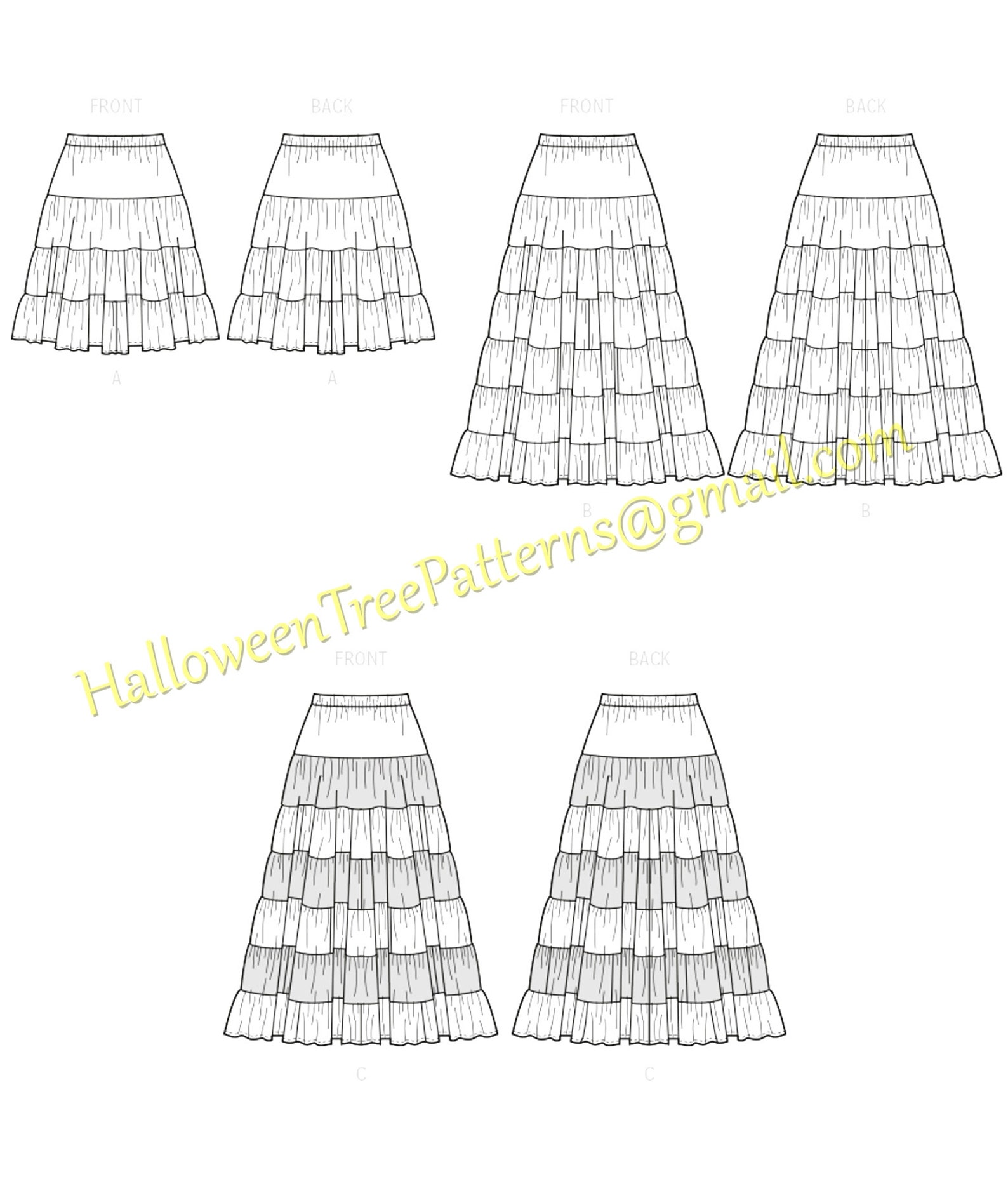 Mccalls 8326 Easy Tiered Boho Skirt Sewing Pattern Sizes XSM Etsy