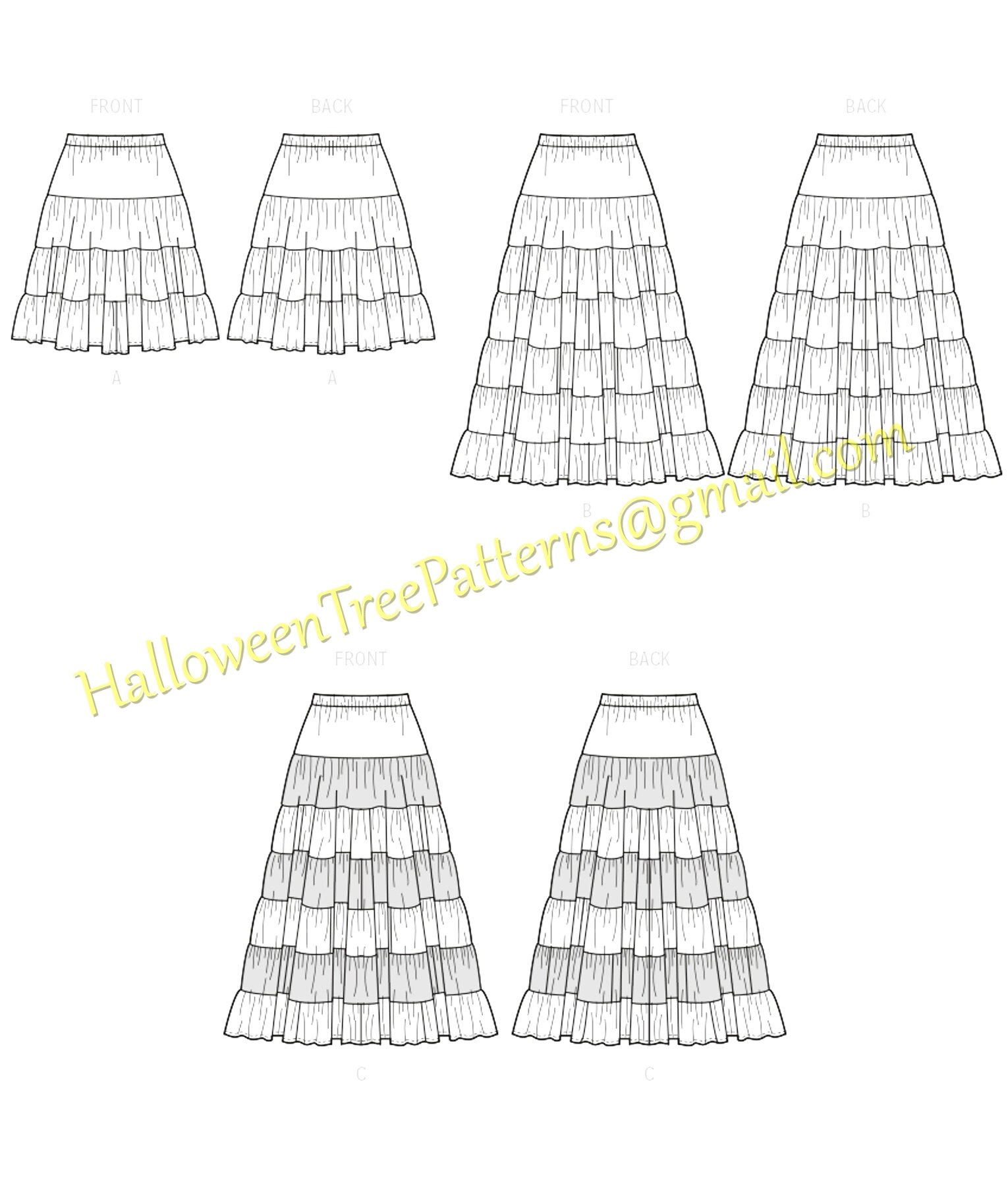 Mccalls 8326 Easy Tiered Boho Skirt Sewing Pattern Sizes XSM Etsy