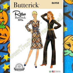Butterick B6958 Wrap Top Dress Tunic Blouse And Pants Sewing Pattern Sizes 18-26 6958
