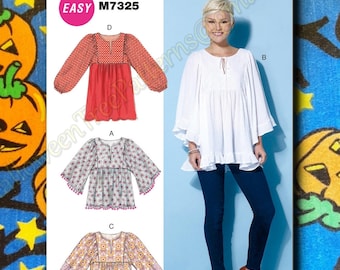 McCalls 7325 Boho tunic top blouse dress SEWING PATTERN adult sizes 16-26 m7325