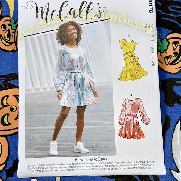 McCalls m8178 Dress Sewing Pattern Sleeve Options sizes 16-24 f5 8178