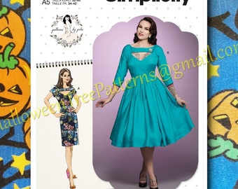 Simplicity 9296 Vintage Style Dress Sewing Pattern 14-22 Patterns