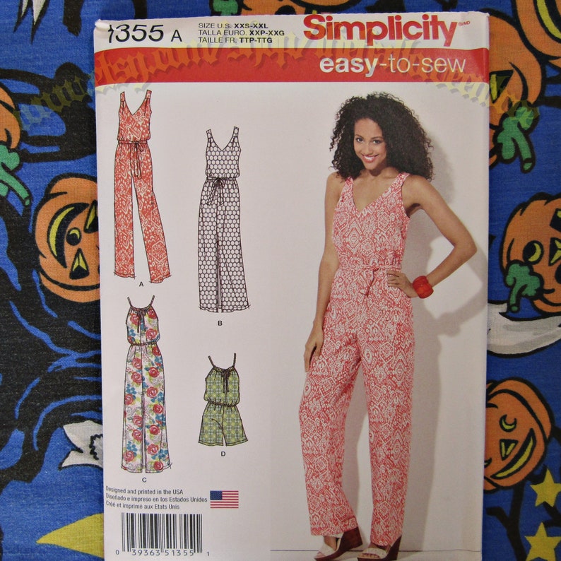 Simplicity Fabric Sewing Pattern 1355 Maxi Dress /& Long or Short Jumpsuit.