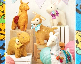 Simplicity 9666 plushies stuffed animal Sewing Pattern bunny bear pony deer alpaca s9666 r11661