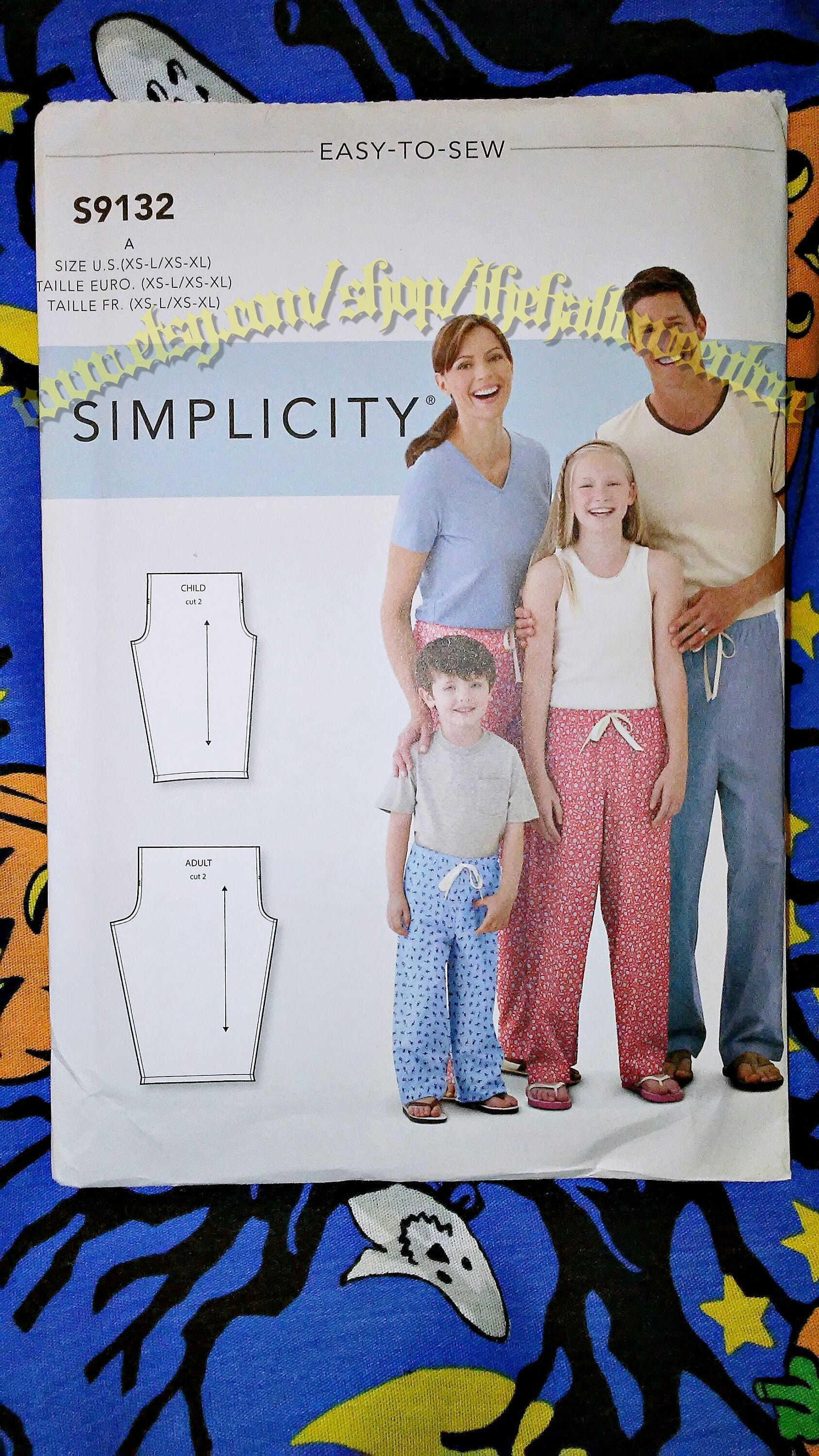 Simplicity 9132 Pajama Bottoms Sewing Pattern Pants Loungewear for the ...