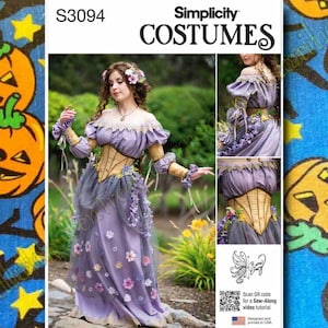 Simplicity 3094 Ball Gown Court Dress Renaissance Bridal Costume Sewing pattern Sizes 6-14 s3094