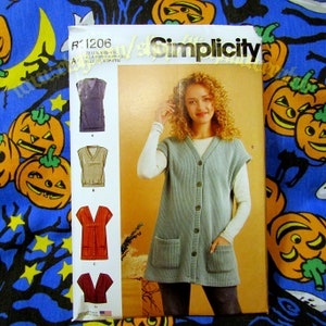 Simplicity 9374 Cardigan Vest Sweater Sewing Pattern adult sizes XS-XL s9374 R11206