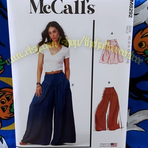 McCalls 8292 6-14 Palazzo Pants Sewing Pattern Pantskirt festival hippie 60s pants R11490 m8292