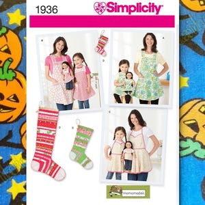 Simplicity 1936 Apron Sewing Patterns Both adult Kids and 18in Doll  s1936