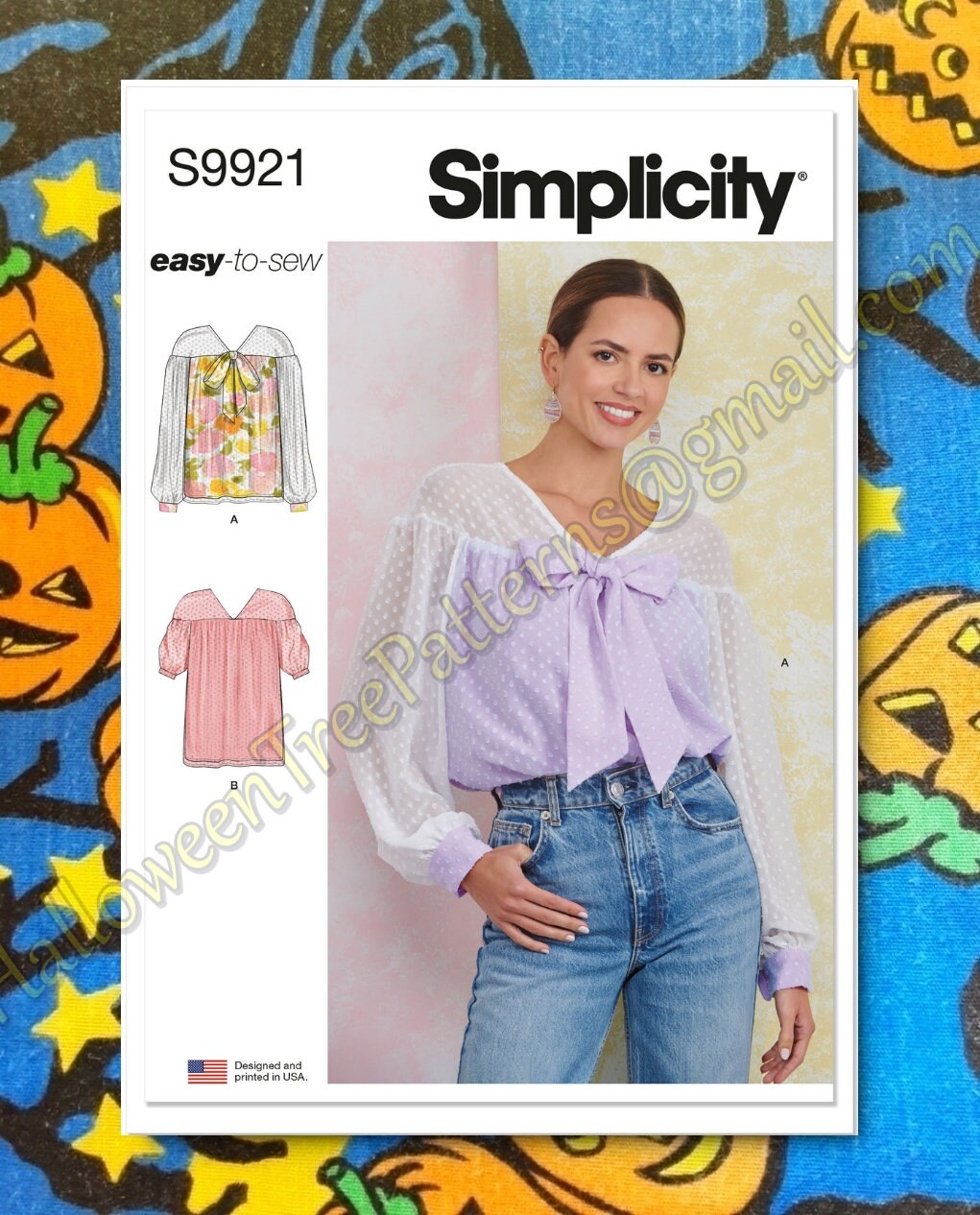 コリアグランドセール Blouse Top 9921 Simplicity Shirt 8-16 Sizes Pattern Sewing 裁縫材料