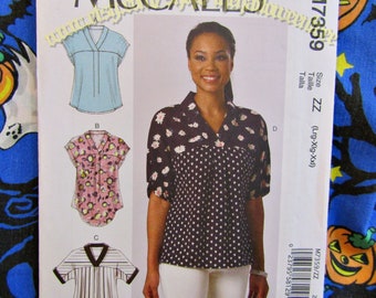 McCalls 7359 Boho tunic top SEWING PATTERN Sizes Large to XXL M7359