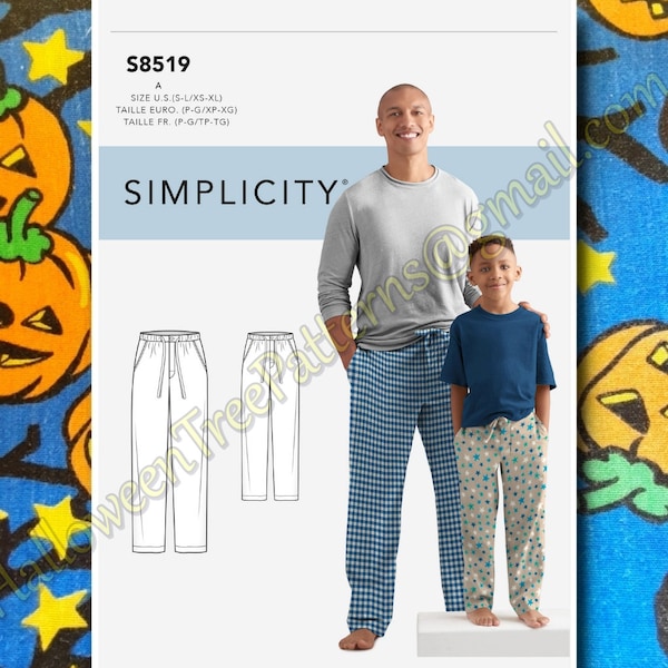 Simplicity s8519 Pajama Bottoms Sewing Pattern Pants Loungewear For The Whole Family Adult And Children Sizes Included 8519