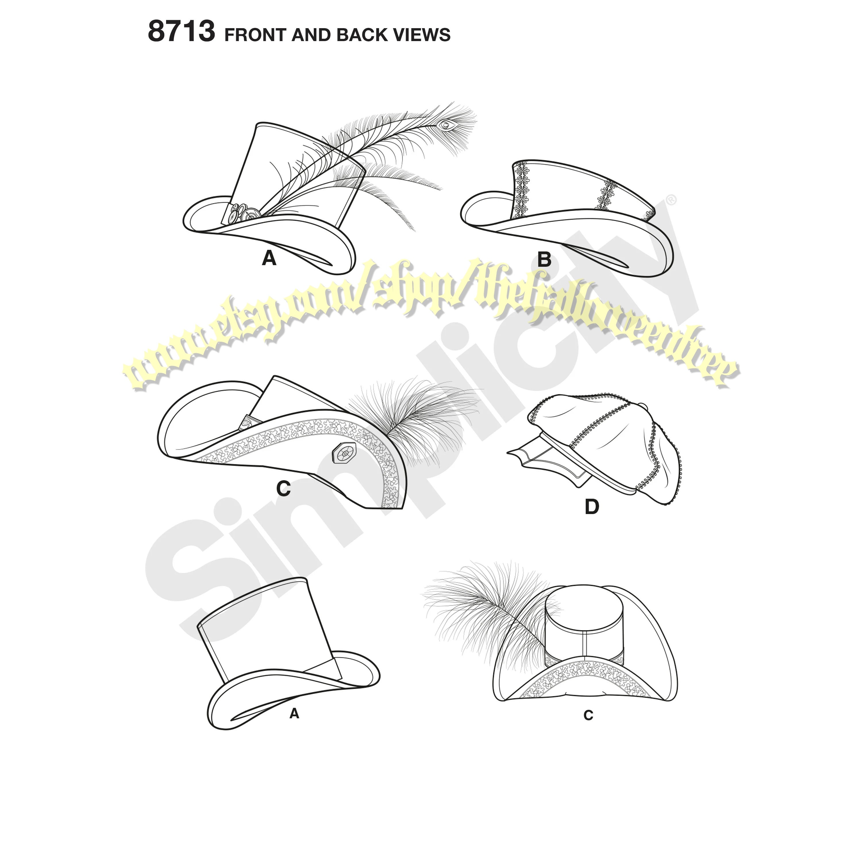 Simplicity 8713 Hats Sewing Pattern Haberdashery S8713 Hats in Etsy