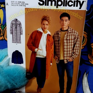 Simplicity 9388 r11228 Button Long Shirt Jacket Coat sewing pattern sizes XXS-XXL s9388
