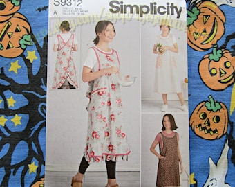 Simplicity 9312 Wrap Apron Dress Sewing Pattern Adult Sizes Xs-XL S8904 S9312 4301