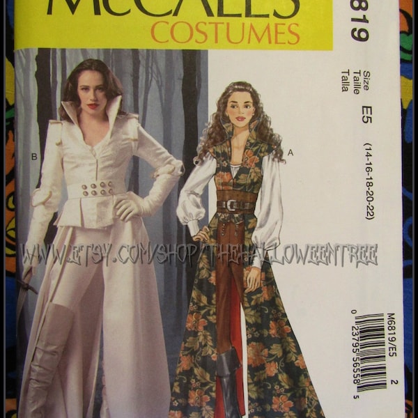 Mccalls 6819 Coat, Top, Corset and Belt time traveller women's costume sewing pattern Sizes M-L