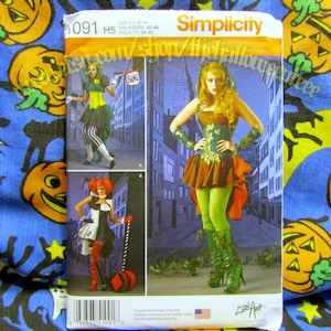 Simplicity 1091 Harley Super Costume Poison Ivy Lady Joker sewing Pattern Sizes Sm-M s1091