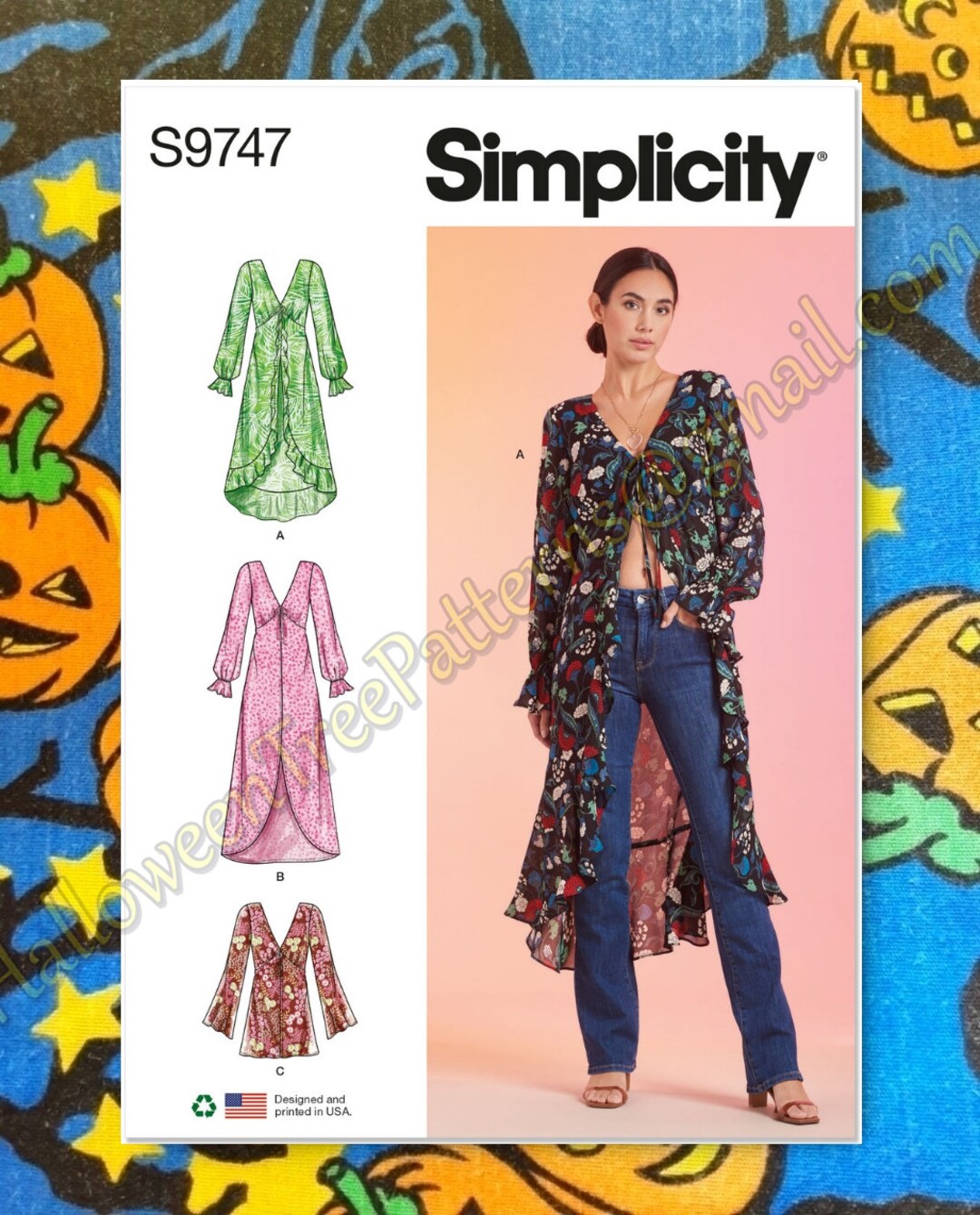 ガーメントダイ　G9　size42 Simplicity 9747 Duster Kimono Cardigan Cardi Sewing Pattern