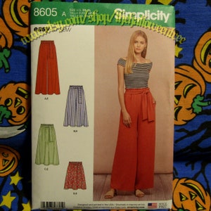 Simplicity 8605 side tie pull on pants simple sewing pattern paper bag skirt and pants XS-XL s8605