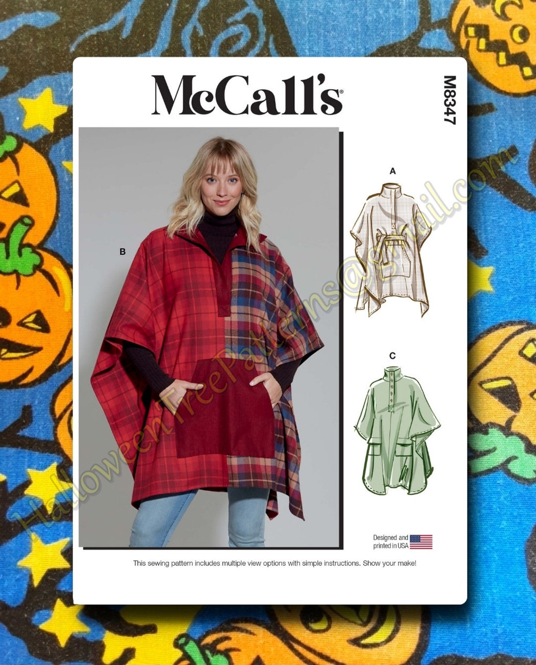 Mccalls 8347 Cape Poncho Cloak SEWING PATTERN Sizes L-XXL M8347 R11614 ...
