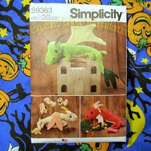 Simplicity s9363 Plushies Stuffed Animal Sewing Pattern Dragon Nessie Axolotl Renaissance Fair Toy 9363 R11191