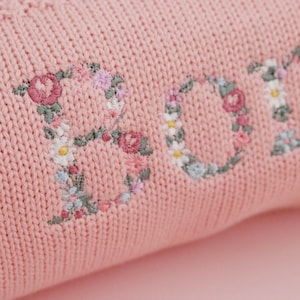 Couverture personnalisée pour bébé, bébé bohème, couverture florale pour bébé, cadeau personnalisé, premier Noël, couverture en tricot, cadeau pour bébé, premier anniversaire, bébé