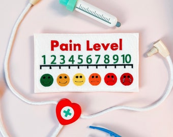 Felt Pain Level Doctor Chart - Pretend Play, Child’s Play, Montessori, Children’s Toy, Doctor Play, Felt Toys, Birthday Gifts, Dramatic Play