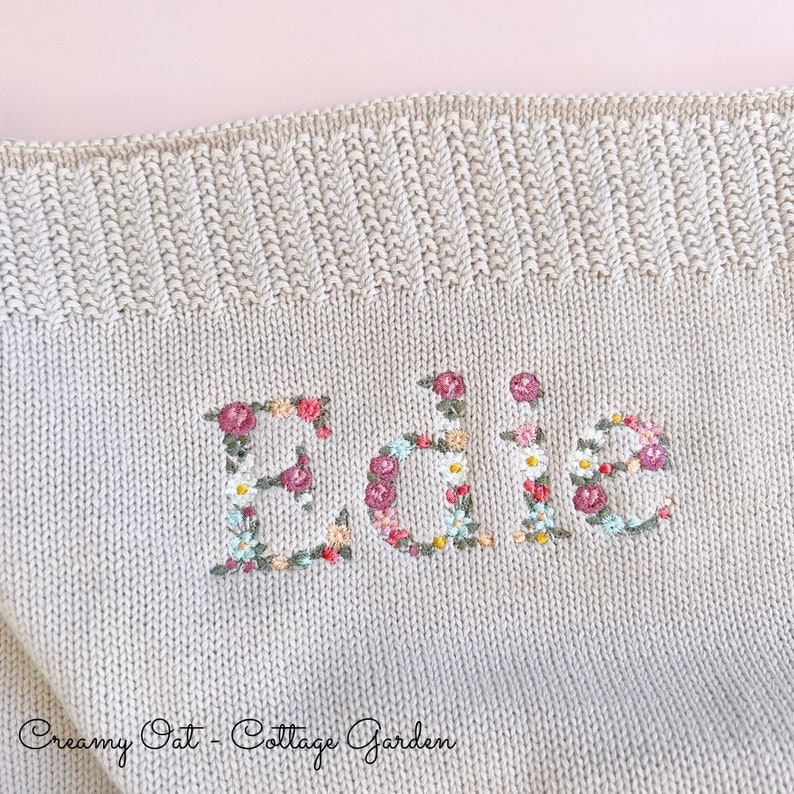 Personalised Baby Blanket, Boho Baby, Floral Baby Blanket, Personalised Gift, First Christmas, Knit Blanket, Baby Gift, First Birthday, Baby zdjęcie 6