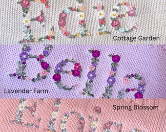 Personalized Floral Baby Blanket: Embroidered Name, Soft Cotton